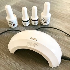 Gelish LED curing light with 4 soak-off gel polish